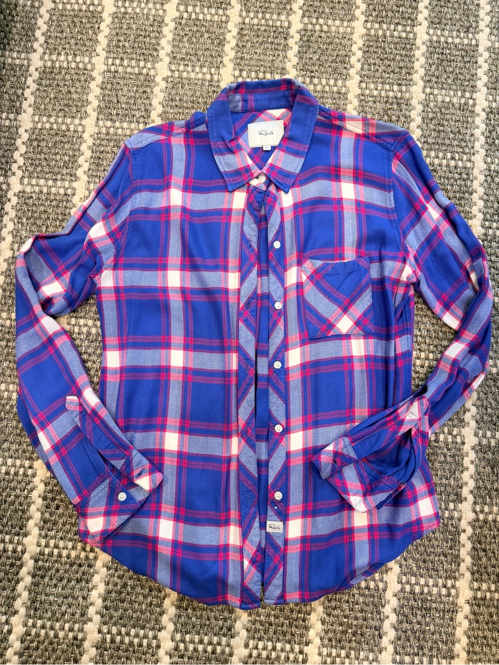 Rails Blue and Pink Plaid Womens Button-Down Shirt
